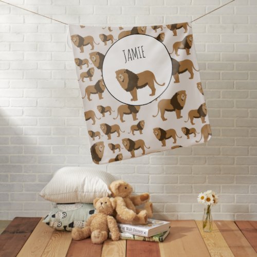 Personalized Jungle Lion Animal Pattern Baby Blanket