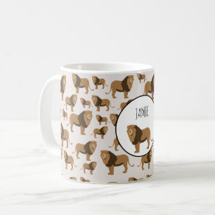 Personalized Jungle Lion Animal Pattern Coffee Mug