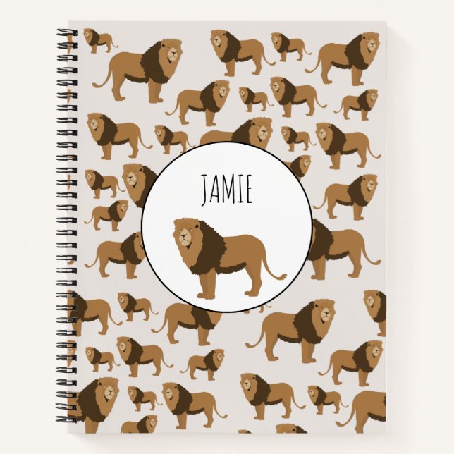 Personalized Jungle Lion Animal Pattern  Notebook (Front)