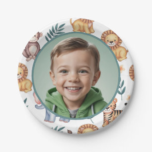 Personalized Jungle Safari Animal Border Photo Paper Plates