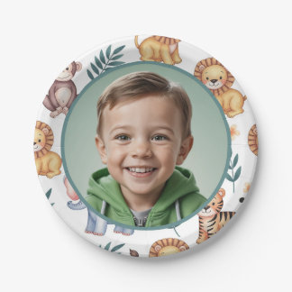 Personalized Jungle Safari Animal Border Photo Paper Plates