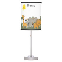 Personalized Jungle Safari Animals Kids Nursery Table Lamp