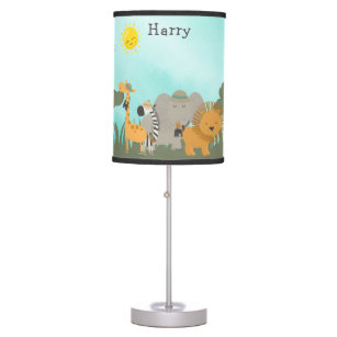 Personalized Jungle Safari Baby Animals Kids Table Lamp