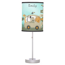 Personalized Jungle Safari Baby Animals Nursery Table Lamp