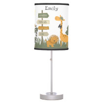 Personalized Jungle Safari Baby Animals Nursery Table Lamp