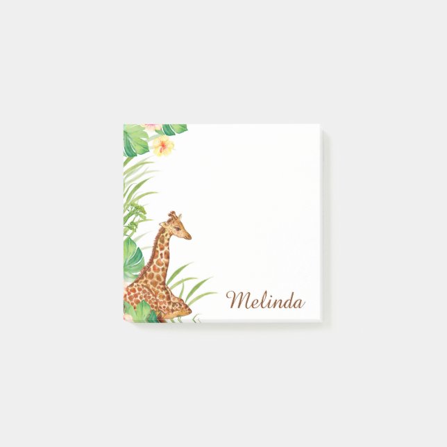 Personalized Jungle Safari Giraffe Post-it Notes (Front)