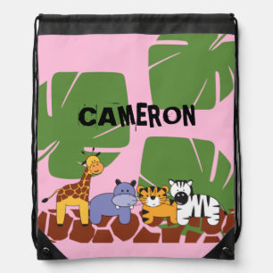 Personalized Jungle Safari Themed Drawstring Bag