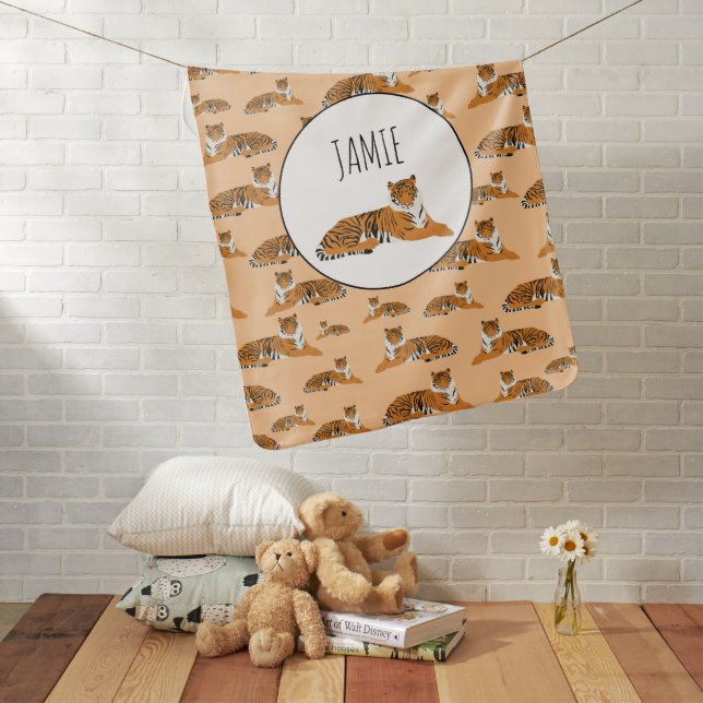 Personalized Jungle Tiger Animal Pattern Baby Blanket (In Situ)