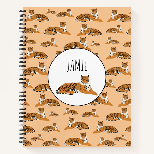 Personalized Jungle Tiger Animal Pattern Notebook (Front)