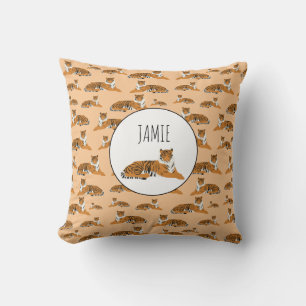 Personalized Jungle Tiger Animal Pattern Throw Pillow