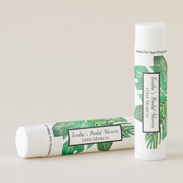 Personalized Jungle Tropical Leaves Lip Balm (Front)