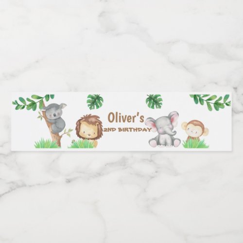 Personalized Jungle Watercolor animals Bottle Labe Water Bottle Label
