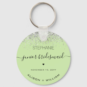 Personalized Junior Bridesmaid Glitter confetti Keychain