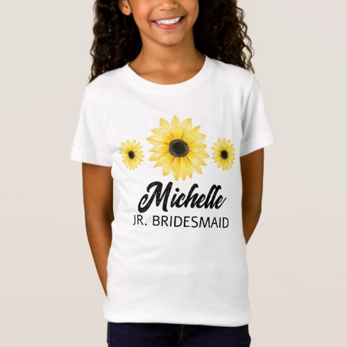  Personalized junior bridesmaid sunflower  T_Shirt