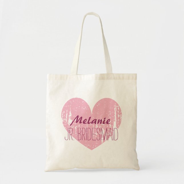 Personalized junior bridesmaid tote bag for girl (Front)