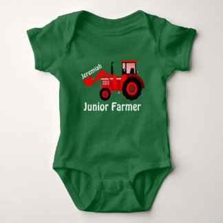 Personalized "Junior Farmer" and Red Tractor Baby Bodysuit