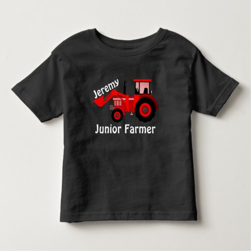 Personalized Junior Farmer  Red Loader Tractor Toddler T_shirt