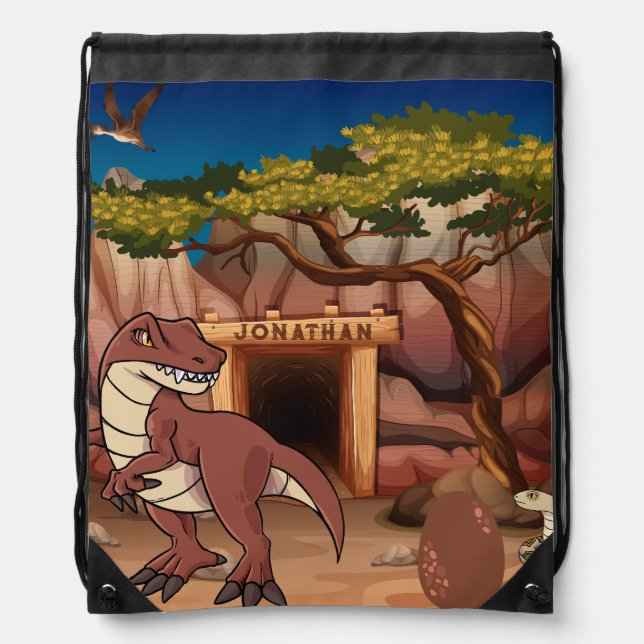 Personalized Jurassic professional painting wild Drawstring Bag (Front)