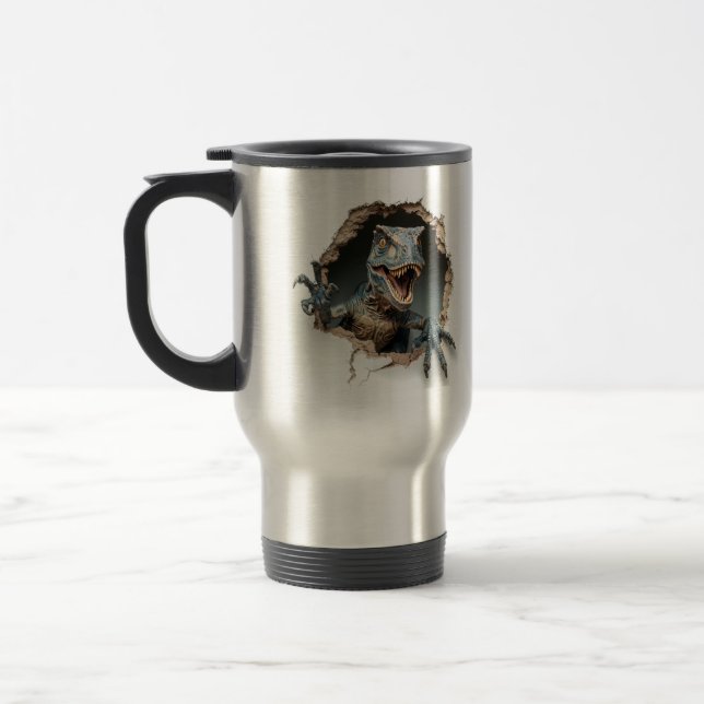 Personalized Jurassic Raptor Dinosaur  Travel Mug (Left)
