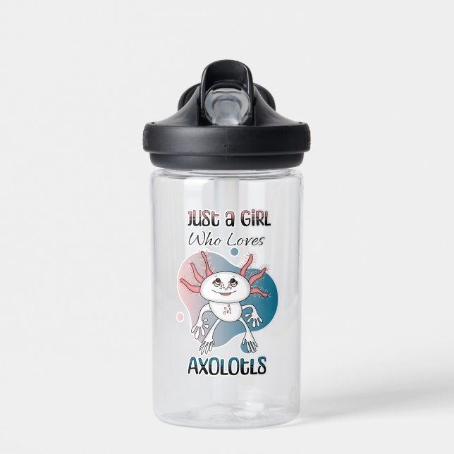 Personalized Just a Girl who Loves Axolotls Water Bottle (Front)