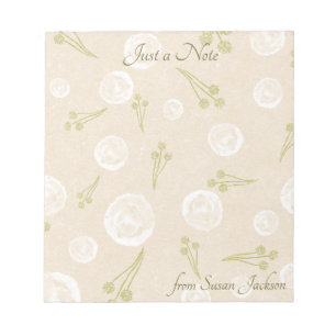 Personalized Just a Note Floral Pale Beige & Sage