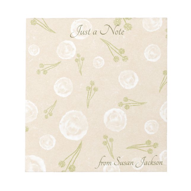Personalized Just a Note Floral Pale Beige & Sage (Front)