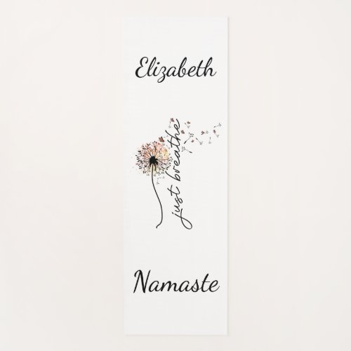 Personalized Just Breathe Dandelion Butterfly Yoga Yoga Mat