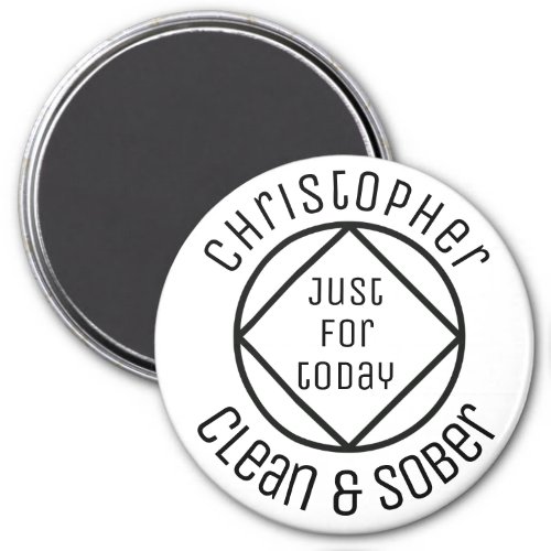 Personalized Just for today white clean and sober Magnet