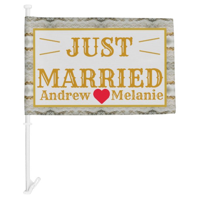 Personalized Just Married Car Flag (Front)
