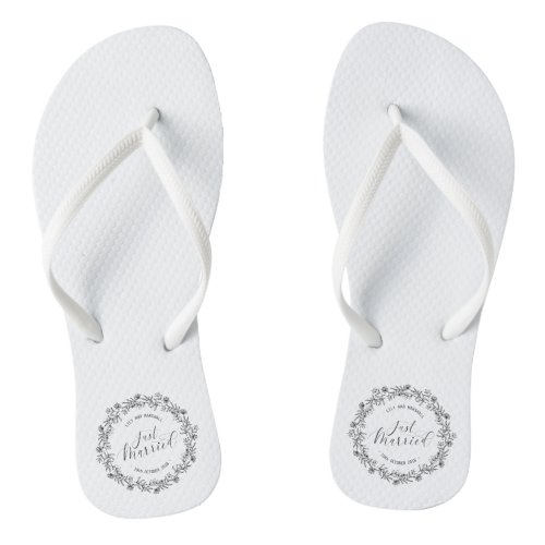 Personalized Just Married Floral  Flip Flops