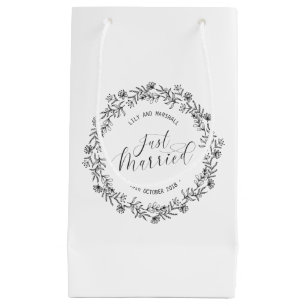 Personalized Just Married Floral   Gift Bag