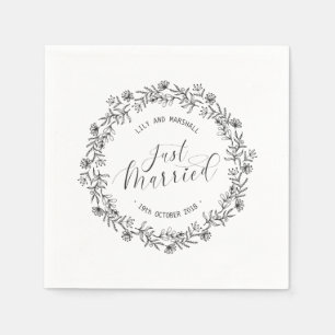 Personalized Just Married Floral Paper Napkin