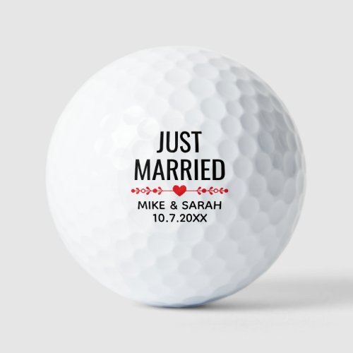 Personalized Just Married Golf Balls Wedding Favor
