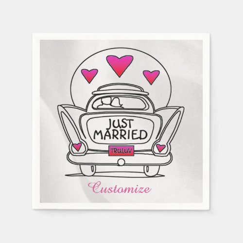 Personalized Just Married Honeymoon Car Napkins