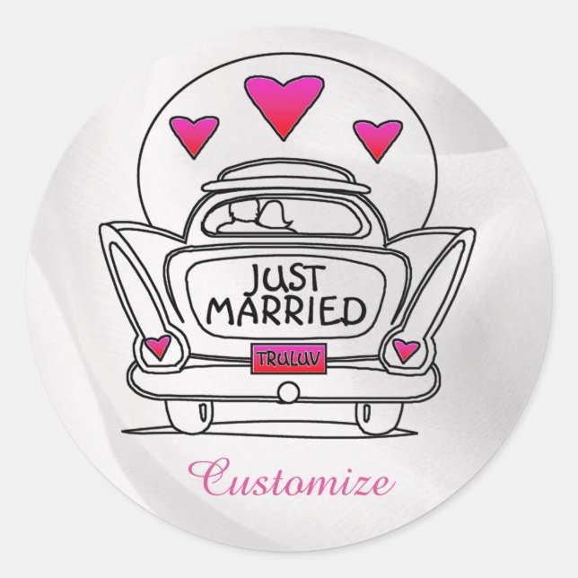 Personalized Just Married Honeymoon Car Stickers (Front)