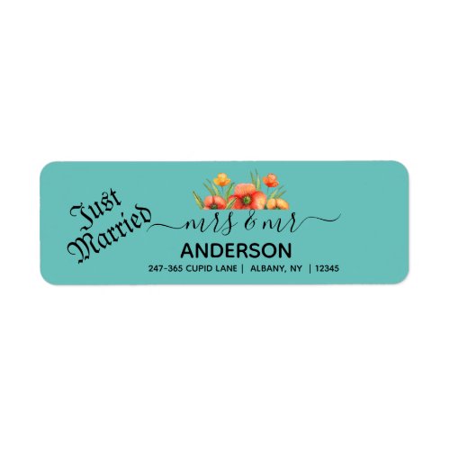 Personalized Just Married Mr Mrs Return Address Label