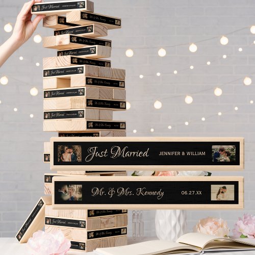 Personalized Just Married Mr. &amp; Mrs. Wedding Date Topple Tower