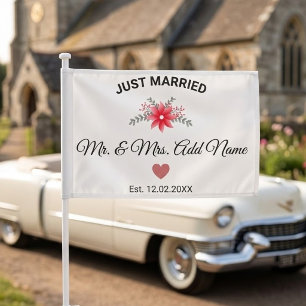 Personalized Just Married Wedding Themed Newlywed Car Flag