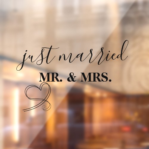 Personalized Just Married Window Cling for Car