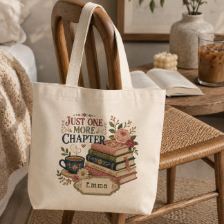 Personalized Just One More Chapter Book Lover Large Tote Bag