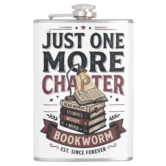 Personalized Just One More Chapter Est 1985 Bookwo Flask (Front)