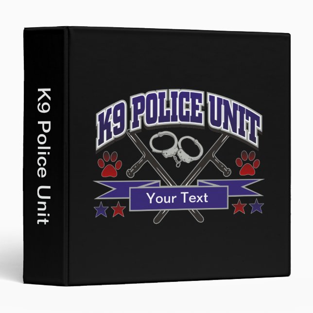 Personalized K9 Police Unit 3 Ring Binder (Front/Spine)
