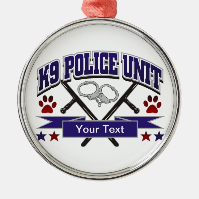Personalized K9 Police Unit Metal Ornament (Front)