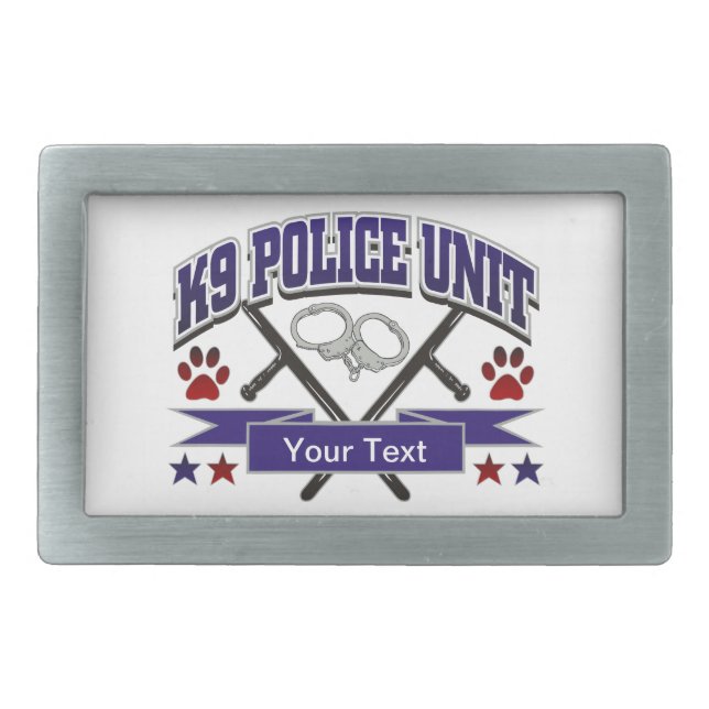 Personalized K9 Police Unit Rectangular Belt Buckle (Front)