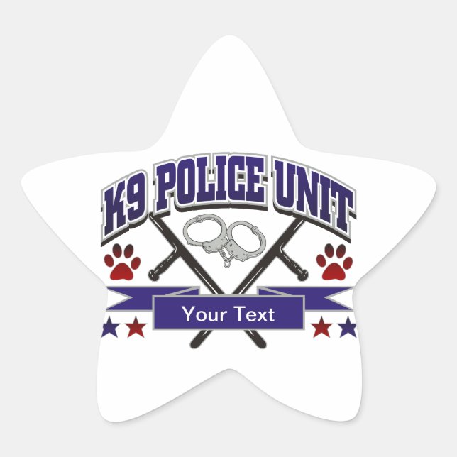Personalized K9 Police Unit Star Sticker (Front)