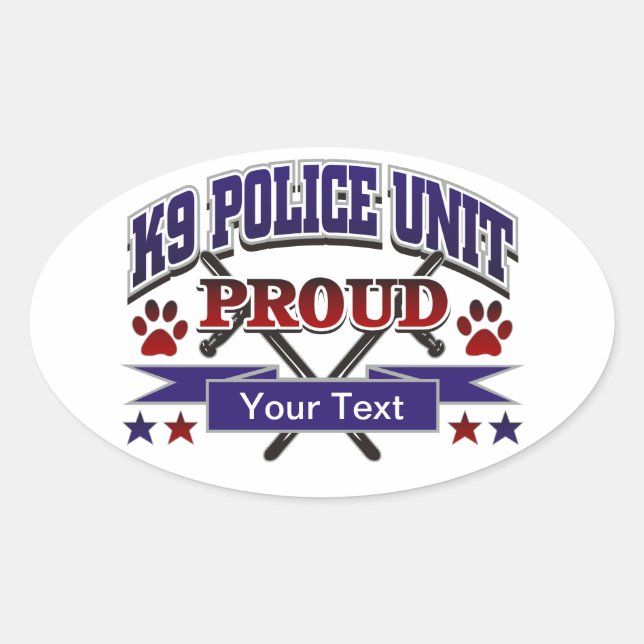 Personalized K9 Unit Proud Oval Sticker (Front)