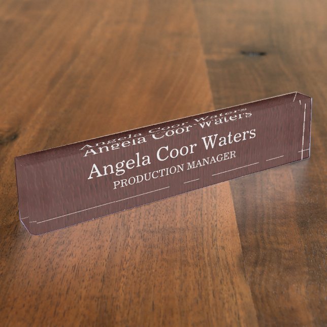 Personalized Kabul Leather Pattern Texture Desk Name Plate (Side)
