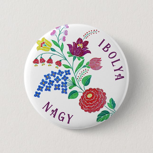 Personalized Kalocsai Flower Stem Button (Front)