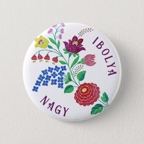 Personalized Kalocsai Flower Stem Button