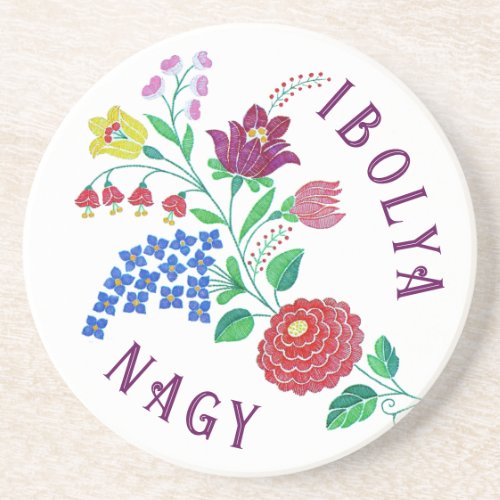 Personalized Kalocsai Flower Stem Coaster